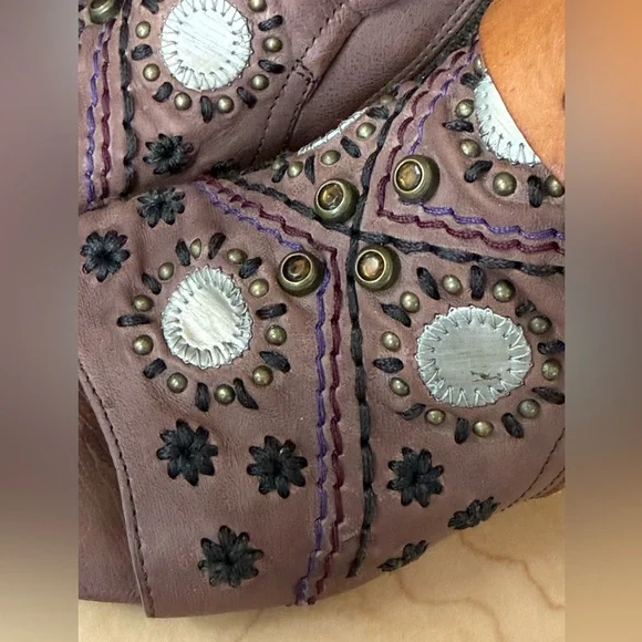 A.S.98 Tofy Peep toe embellished Boho ankle bootie, 39/9 pinkish tan, great shoe - Picture 6 of 16